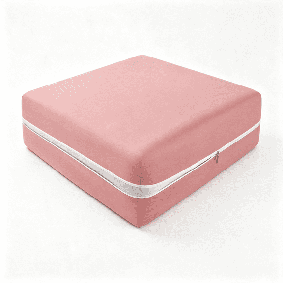 AUQ Zipper Fitted Sheet Twin Only, Pink | Ultra-Soft Microfiber Zippered Mattress Cover Protector Bed Bottom Sheet Cover for 12-16 Inch Deep Mattress Zipper Bedding Twin