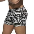 thumbnail image 3 of Cxenplz Mens Swim Trunks Cozy Elastic Waist Drawstring Boxer Shorts Patchwork Inseam Swimshorts Super Soft Zebra Striped Print Shorts Beach Undershorts, 3 of 4
