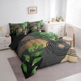 thumbnail image 2 of Castle Fairy Boho Tropical Leaf Twin Bedding Sets 7-Piece for Teens, Geometric Print Bedding Comforter Set for Bedroom, Green Gray,Black Reversible, 2 of 7