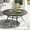 Black, variant on Vicllax Outdoor Patio Dining Table Dia.41" Slatted Tabletop Metal Frame with Umbrella Hole, Black
