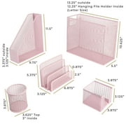 Blu Monaco 5 Piece Pink Office Supplies Desk Organizer Set