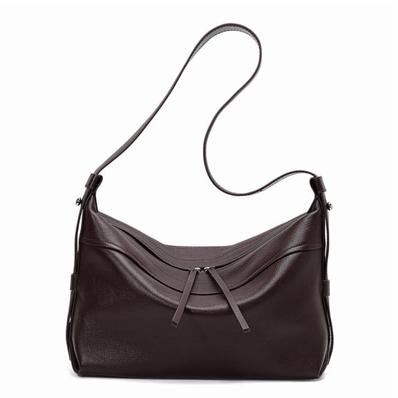 Genuine Leather Hobo Bag, Women's Grainy Underarm Shoulder Crossbody Purse