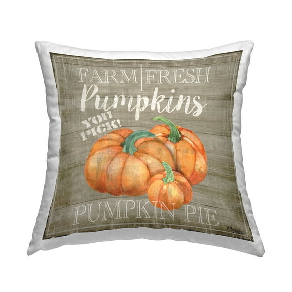 Stupell Industries Rustic Patterned Pumpkins Decorative Printed Throw Pillow, 18 x 18