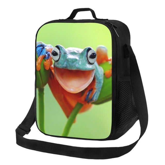 Fotbe Flying Frog On Branch Lonchera Bolsa de Almuerzo para Hombres y Mujeres, Lonchera de Gran Capacidad, Bolsa de Almuerzo Reutilizable, Bolsa Térmica Aislante