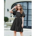 thumbnail image 7 of Arshiner Girls Dresses Square Neck Cut Out Shirred Ruffle Hem Funeral Semi Formal, 7 of 7