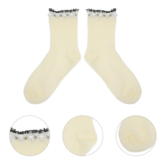 WEUVEB 1 Pair Ladies Tube Socks Warm Tube Shape for Team Sports Women Cotton White