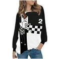 thumbnail image 1 of Top de manga larga estampado con cuello redondo suelto de moda para mujer Pompotops  gfhjh9276, 1 of 9