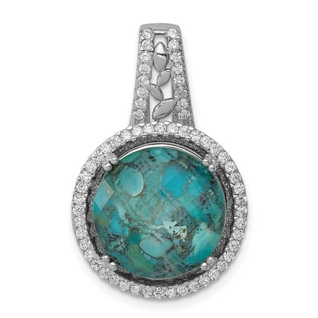 Mia Diamonds 925 Sterling Silver Rhodium-Plated Cubic Zirconia (CZ) and Synthetic Turquoise