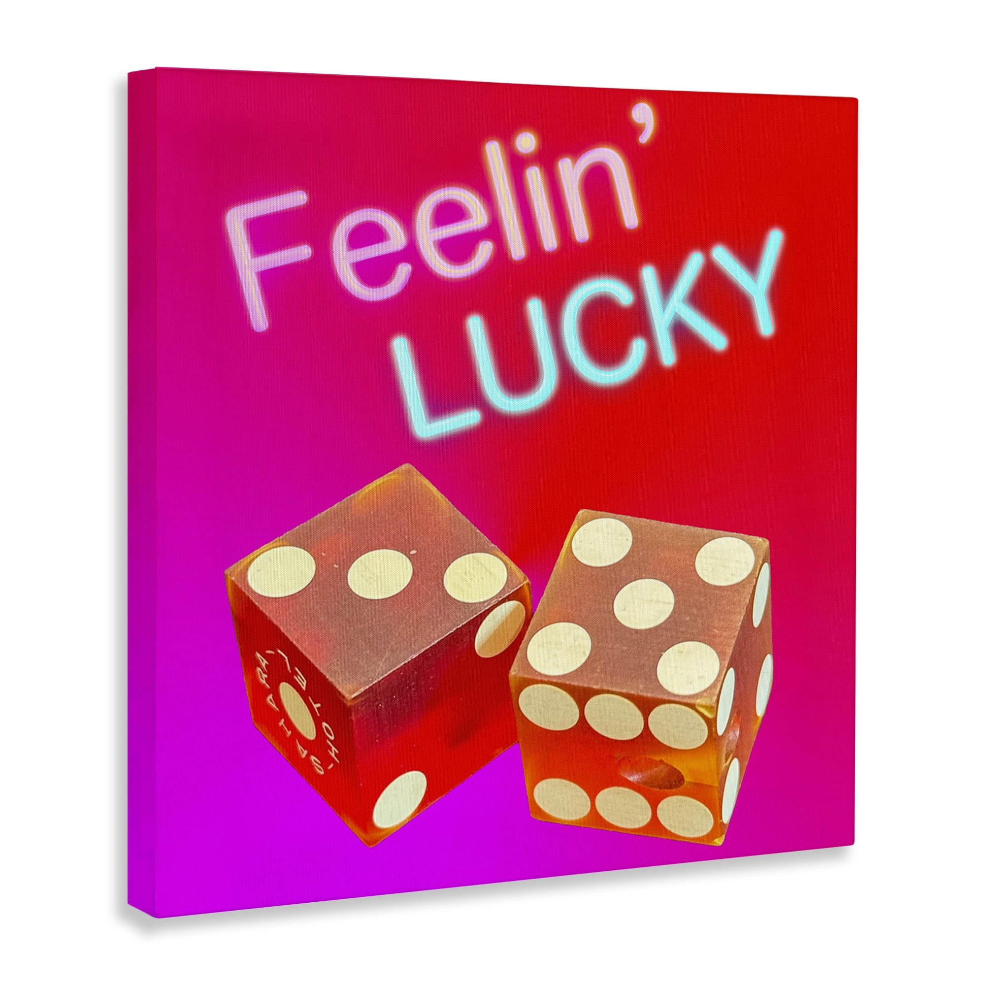 Stupell Industries Feelin' Lucky with Dice Entertainment Painting Wrapped Canvas Art Print Wall Art, 24 x 24