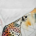thumbnail image 4 of Ambesonne Leopard Fleece Throw Blanket Watercolor Art Poly Moon 50"x70" Coral Rose and Pale Teal, 4 of 5