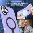 thumbnail image 5 of ELEHOLD Case for iPhone 16, Military-Grade Translucent Case with Magnetic O-Ring Stand [Compatible with MagSafe Accessory],Lightpurple, 5 of 7
