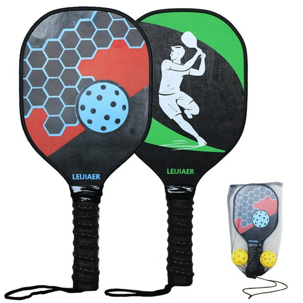 Pickleball Paddles Set of 2 Wooden Pickleball Rackets with Balls and