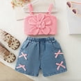 thumbnail image 2 of Ulanda Toddler Baby Girls Clothes Summer Outfits Ruffle Sleeve T-shirt + Shorts Cute Girl Clothing Set 6M-4T (Pink, 12-18 Months), 2 of 6