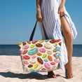 thumbnail image 3 of Wukai Color Donut Print Zipper Bag,large Beach Tote Bag,Waterproof Sandproof Bag,Grocery and Picnic Tote Travel Bag, 3 of 5