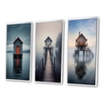 thumbnail image 3 of Designart "Misty Lake Scene Wooden Lakehouse I" Lakehouse Framed Wall Art Set Of 3 - Blue Lake House Frame Gallery Set For Office Decor, 3 of 6