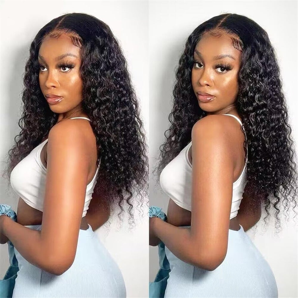Water Wave Glueless Wig 180% Density Pre-Plucked Curly Human Hair Wigs for Women