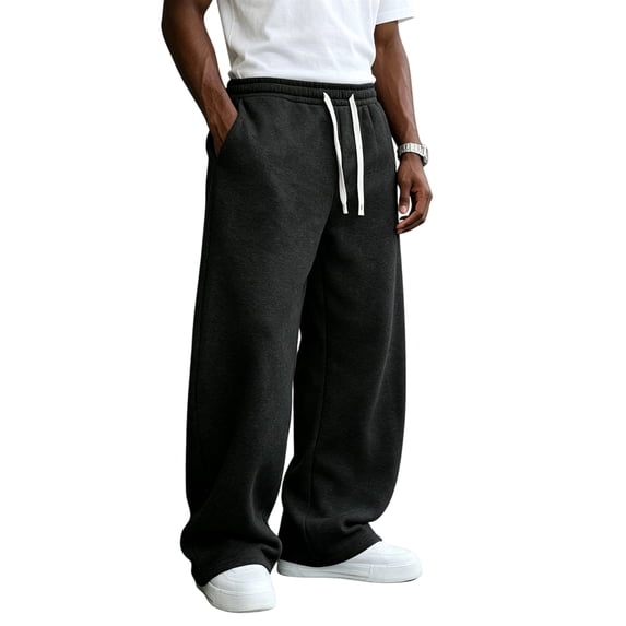 Baggy Sweatpants Men Wide Leg Sweatpants with Pockets Light Weight Gym Drawstring Straight Leg Pants for Men, 2XL
