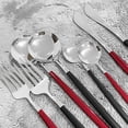 thumbnail image 3 of Nvzi 40-Piece Silverware Set Stainless Steel Reusable Utensils Forks Spoons Knives Set, Mirror Polished Cutlery Flatware Set, Great for Family Gatherings & Daily Use (10,Red Handle Silver), 3 of 5
