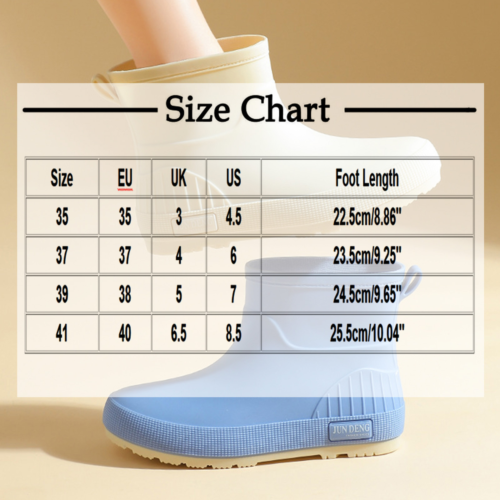 Taylonsss Women's Waterproof Rubber Rain Boots with Chunkys Heel for Fall and Winter Comfortable Height-Increasing Short Boots with Anti-Slip Sole for Outdoor Activities