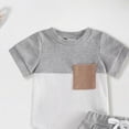 thumbnail image 5 of mgoYE Newborn Baby Boy Summer Outfit Set Contrast Color Romper Tops With Elastic Waist Shorts 0 3 6 12 18 Months Cute Infant Waffle Clothes Size 0-3 Months, 5 of 5