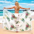 thumbnail image 4 of Women Beach Cover Up Sarong Pareo Wraps Bikini Bathing Suit Swimwear Coverups Vacation Hawaiian Outfits, White|Tropical, 4 of 7