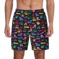 thumbnail image 2 of Picia Colorful Excavator pattern Mens Swim Trunks with Compression Liner Stretch Beach Shorts Quick Dry with Zipper Pockets No-Chafing Board Shorts-Small, 2 of 9