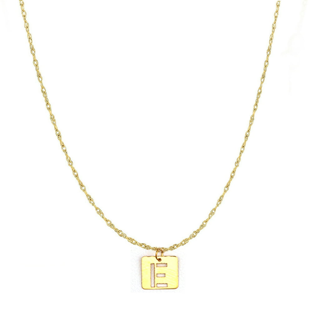 Jewelry Affairs 14k Yellow Gold Initial Letter E Pendant Adjustable Necklace, 16" To 18