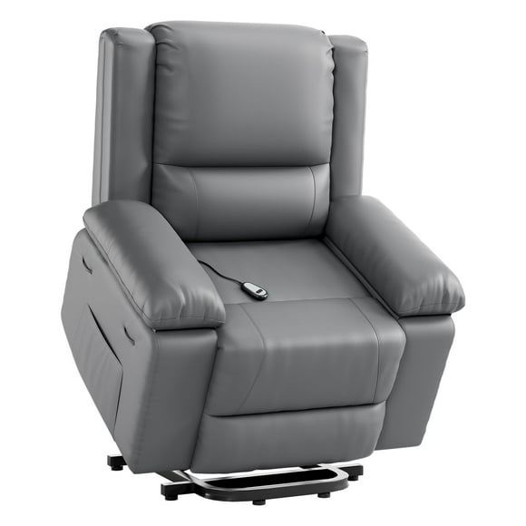 Power Lift Recliner Chair - Heat and Massage, Faux PU Electric Lift Recliner for Elderly & Mobility Impaired, Adjustable Back and Legs, Heavy Duty Lift Chair for Seniors