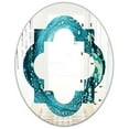 thumbnail image 2 of Designart 'Precious Blue Fabulous Pattern' Modern Oval Wall Mirror - Quatrefoil 24x32, 2 of 3