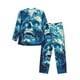 thumbnail image 1 of Balery Abstract Blue Skull Pijama para Hombre de Dos Piezas con Manga Larga, Conjunto de Dormir y Descanso Suave con Bolsillos-Small, 1 of 7