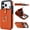 Brown, variant on Compatible with iPhone 17 Pro Case Wallet with Card Holder, 360°Rotation Finger Ring Holder Kickstand, RFID Blocking Leather Protective Double Buttons Shockproof Cover 6.3 Inch White