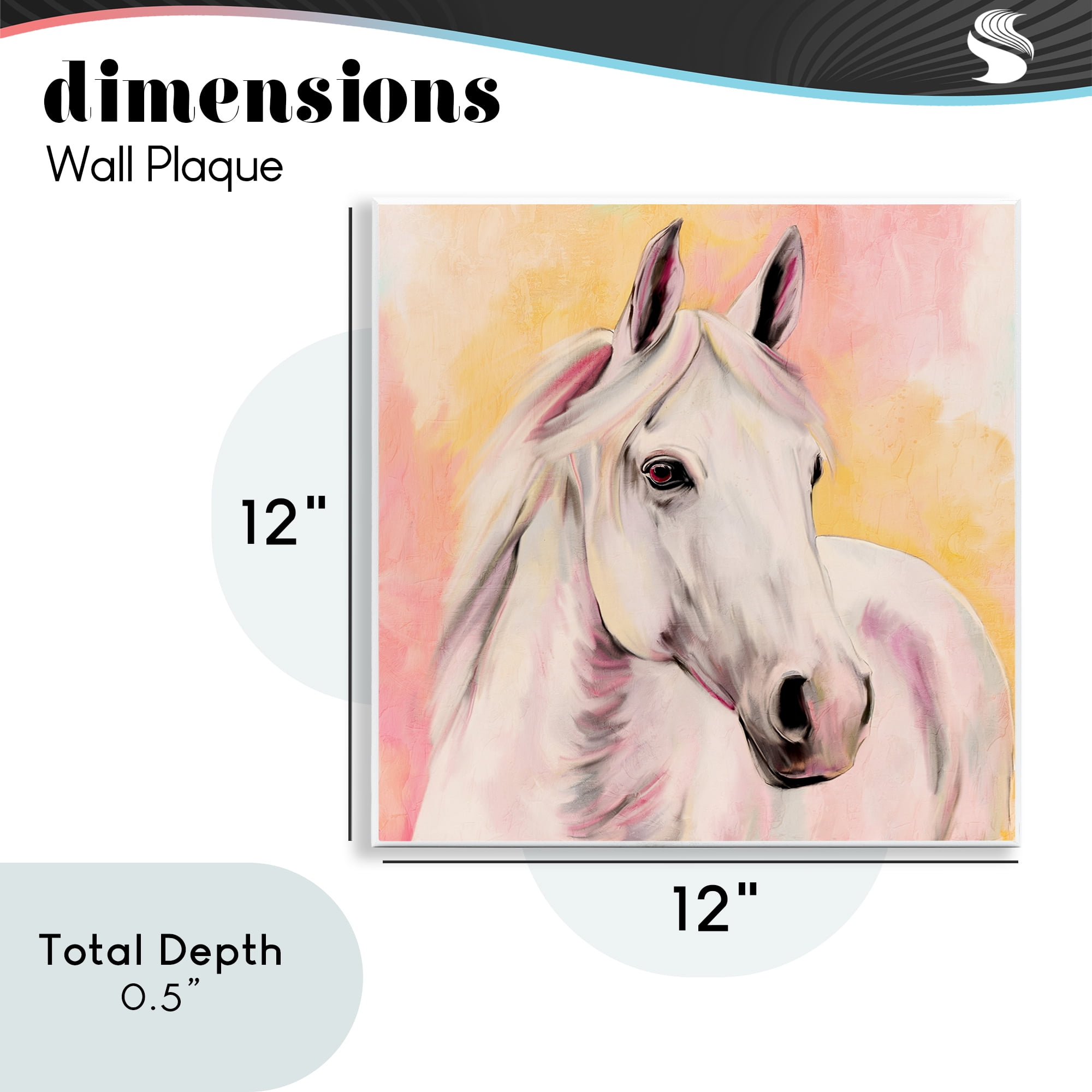 Sunset White Horse Wall Plaque Art, design by Kim Allen