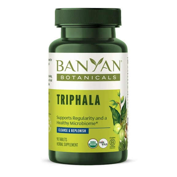 Banyan Botanicals Triphala Tablets - Organic Triphala Supplement with Amla, Haritaki & Bibhitaki – for Daily Detoxifying, Cleansing, & Rejuvenating* – 90 Tablets – Non-GMO Sustainably Sourced Vegan