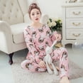 thumbnail image 1 of Automne Mince Ensemble de Pyjamas 2 Pcs Femmes 2022 Coton Col Rond Pyjamas Filles Ensembles Teacup Cat Tenue de Nuit Complète Vêtements Hauts de Sommeil, 1 of 5