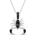 thumbnail image 2 of AFFY Round Cut Black Cubic Zirconia Scorpion Pendant Necklace In 14K White Gold Over Sterling Silver, 2 of 7