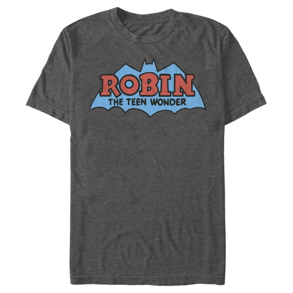 Men's Batman Logo Boy Wonder Robin Graphic Tee Charcoal Heather X Large