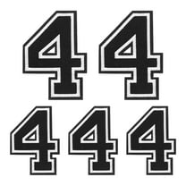 Iron on Number Patches, 5PCS Number 4 Iron on Embroidered Patch for Repairing Clothing (4.4"/3.1", Black )