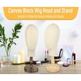 thumbnail image 2 of Mannequin Head Faceless Head Hat Holder Stand Display with Detachable Wood Stand Accessory Female Mannequin Head Holder Head Stand dark brown base, 2 of 8
