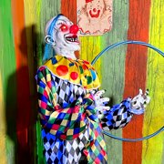 Haunted Hill Farm 5.9 ft Voice & Sound-Sensor Clown on Tricycle Halloween Animatronic, HHTRIBKCLOWN-1FLSA