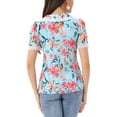 thumbnail image 3 of CAMISA CHIC Floral de Mujer de Manga Corta con Cuello Peter Pan de Encaje, Blusa de Botones, Azul Claro, Talla S, 3 of 6