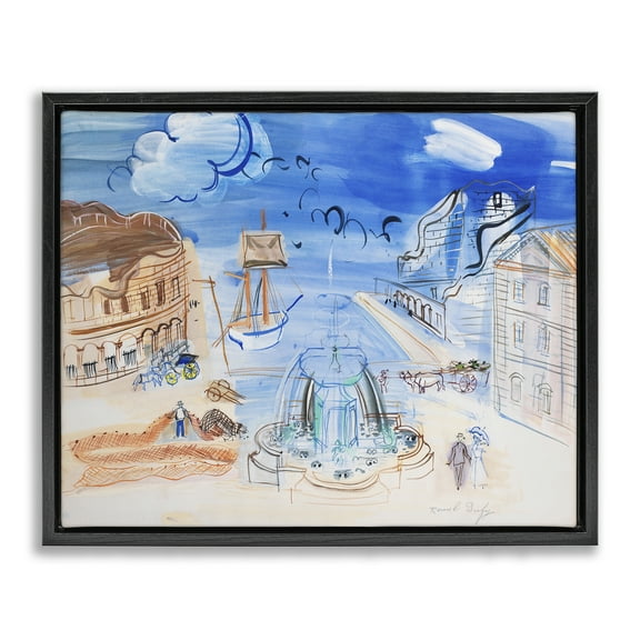 Stupell Industries Classical Raoul Dufy Composition Landscape & Nature Painting Black Floater Framed Canvas Art Print Wall Art, 21 x 17