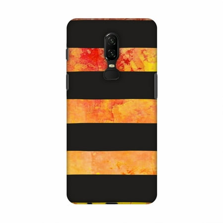 Plastic Overlay Chart OnePlus 6 Case - Bees - Fat Stripes - Multicolour Overlay, Hard Plastic Back Cover, Slim Profile Cute Printed Designer Snap on Case with Screen Cleaning Kit ()