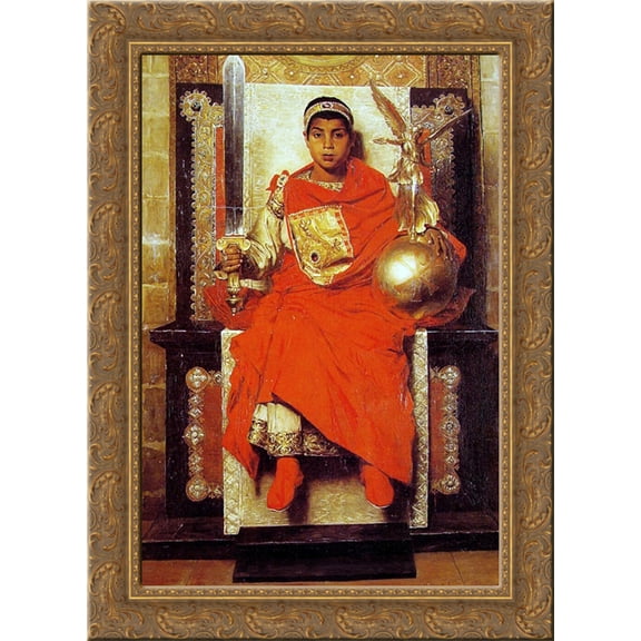 The Byzantine Emperor Honorius 24x18 Gold Ornate Wood Framed Canvas Art by Jean-Paul Laurens