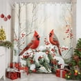 thumbnail image 2 of Christmas Bird Red Berry Leaves Shower Curtain for Bathroom, Winter Snow Branch Waterproof Shower Curtains Washable Quick Dry with Hooks Bathtub Curtains 72x72IN, 2 of 9