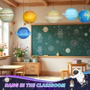 Naler 8 Pcs Planet Paper Lanterns, 12 Outer Space Party Decorations, Solar System Planets Lantern for Kids Space Theme Party Birthday Room Decorations