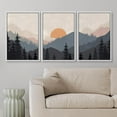 thumbnail image 2 of Wall26 Framed Prints Canvas Wall Art Set of 3 Blue Pastel Pine Tree Forest Mountain Landscape Nature Wilderness Illustrations Decoration Multicolor Modern Home Wall Decora - White 24"x36"x3, 2 of 5