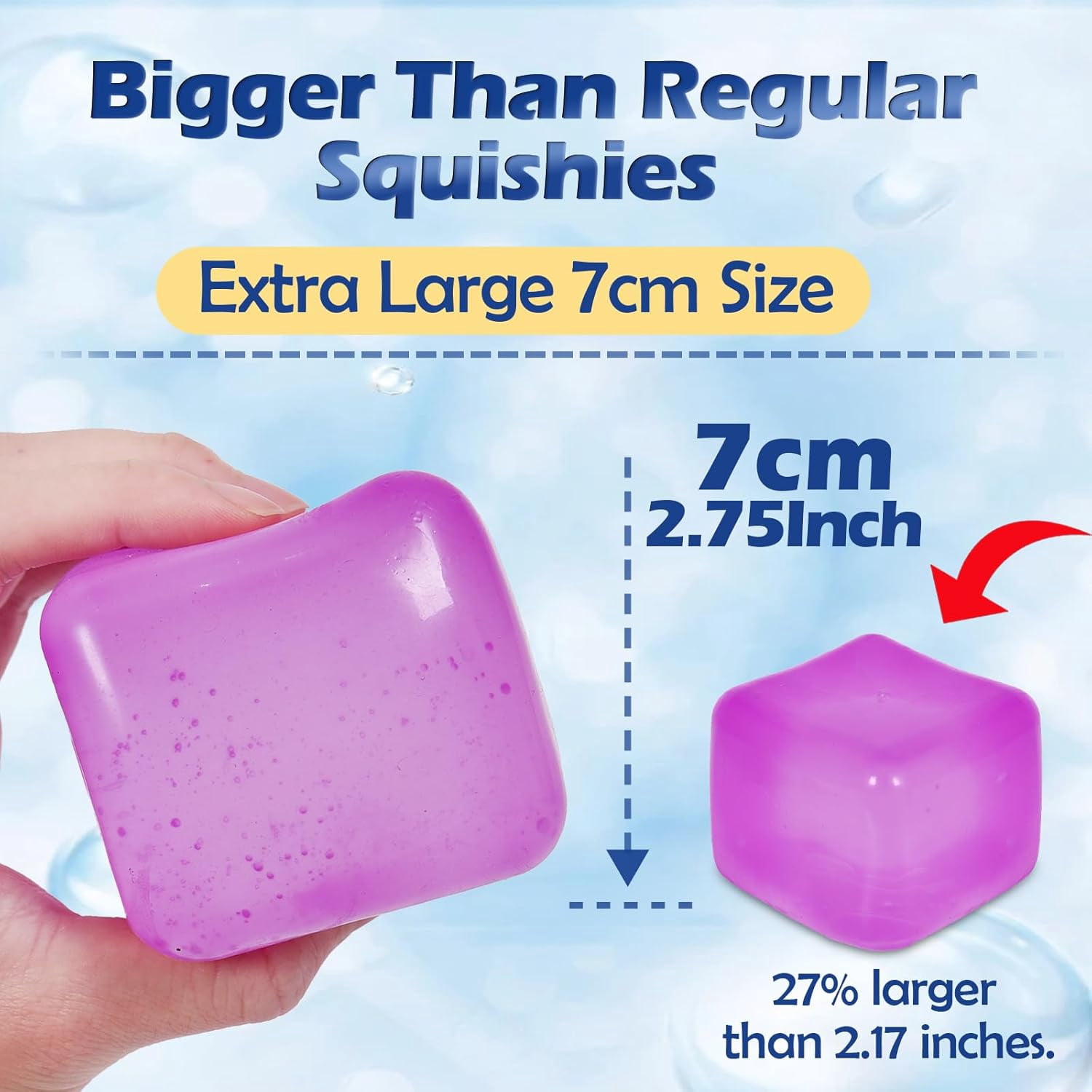 Adult-Size 2.76inch/7cm Stress Cube – Larger Than Mini Squishy Cubes, Slow-Rise Sensory Fidget for Stress Relief, Focus & Light Hand Exercise – Safe for Ages 3+ (Purple)