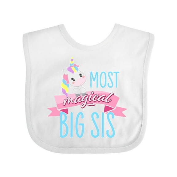 Inktastic Most Magical Big Sis- cute unicorn Girls Baby Bib