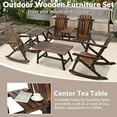 thumbnail image 4 of EPICOZY 5-Piece Outdoor Wood Log Rocking Conversation Set, Patio Adirondack Furniture Chair Set Including 2-Seater Garden Bench & Built-in Table, 2 Coffee Table, 2 Log Rocker Chair, Carbonized, 4 of 7