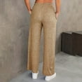 thumbnail image 5 of Lixiuxyad Flowy Wide Leg Pants Women's Solid Color Pocket Loose Tie High Waisted Casual Pants Yellow, 5 of 6